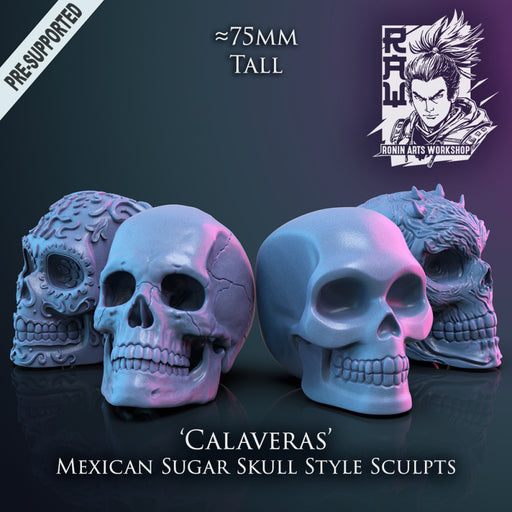 Calaveras - Set of 4 Deco Skulls - STL only - Only-Games