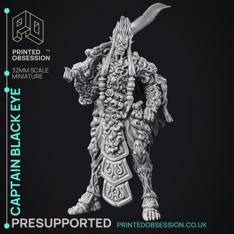 Captain Black Eye - Gyth Void Pirate - PRE SUPPORTED - D&D 32mm