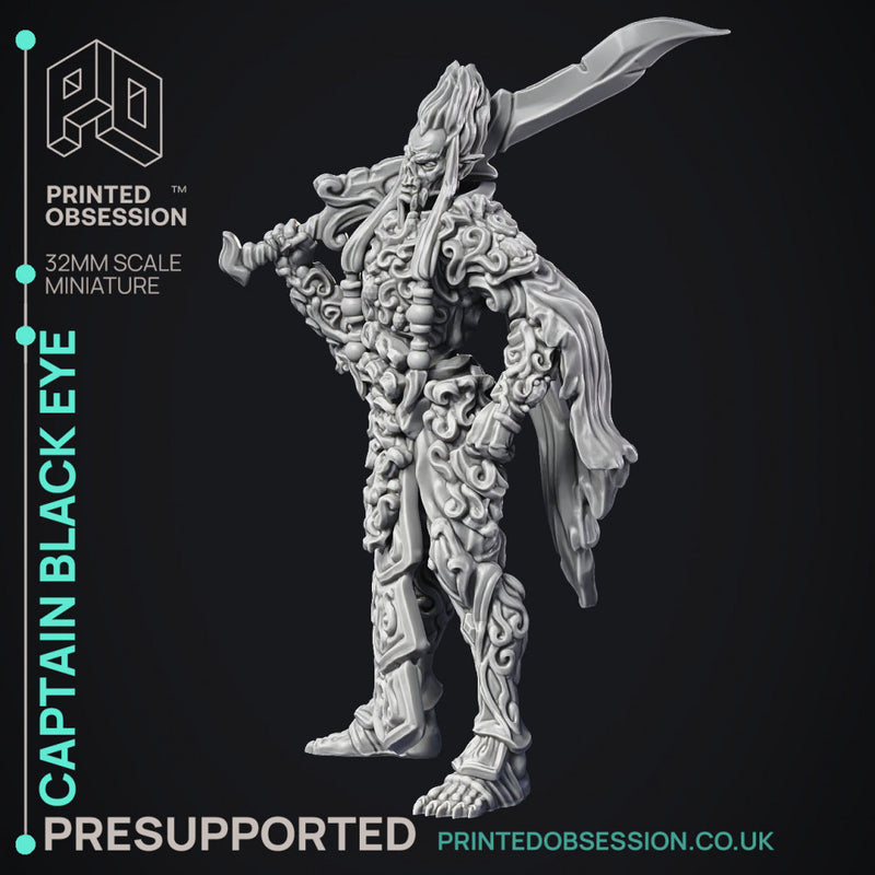 Captain Black Eye - Gyth Void Pirate - PRE SUPPORTED - D&D 32mm