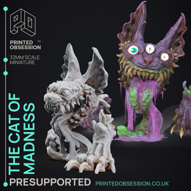 Cat of Madneess - Boss Creature - PRESUPPORTED - 32mm scale - Illustrated & stats