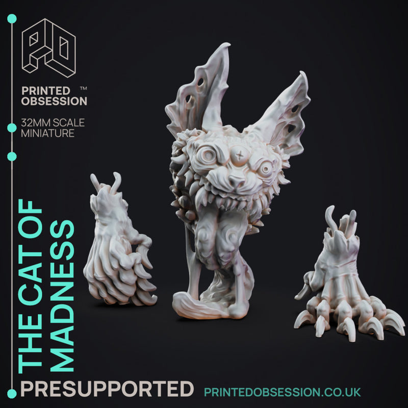 Cat of Madneess - Boss Creature - PRESUPPORTED - 32mm scale - Illustrated & stats