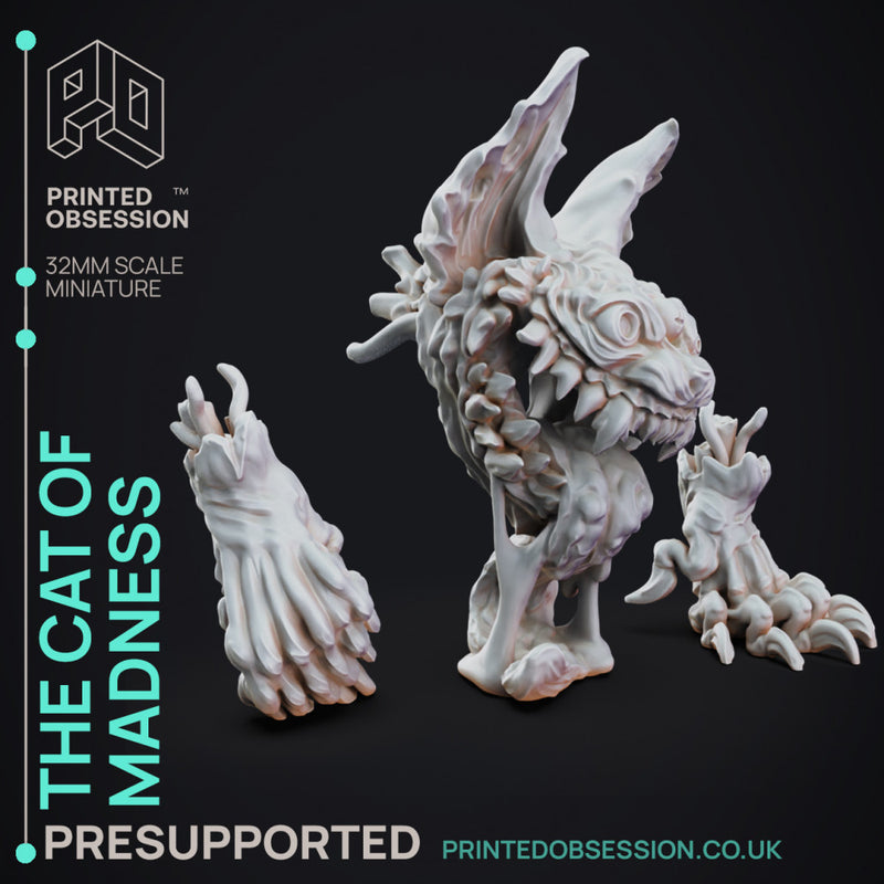 Cat of Madneess - Boss Creature - PRESUPPORTED - 32mm scale - Illustrated & stats