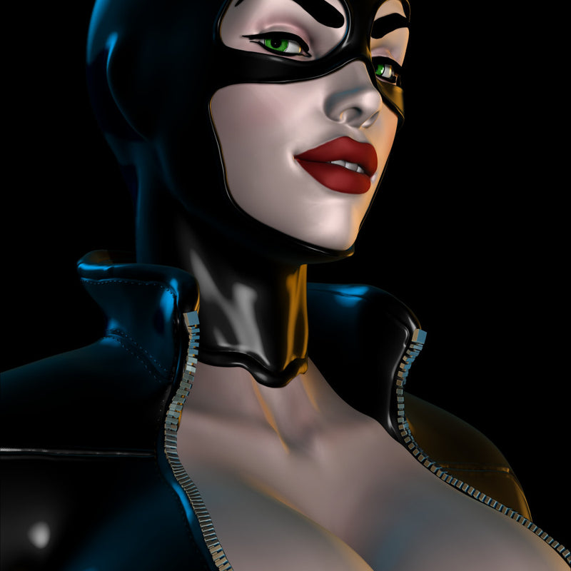 3D model Bust STL-OBJ - Catwoman from Batman (DC Comics) 3D Model Fanart version CG Pyro