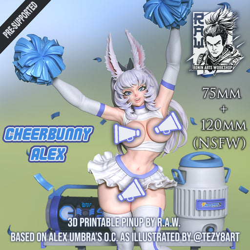Cheerbunny Alex (NSFW) - 75mm and 120mm Pin-Up - STL only - Only-Games