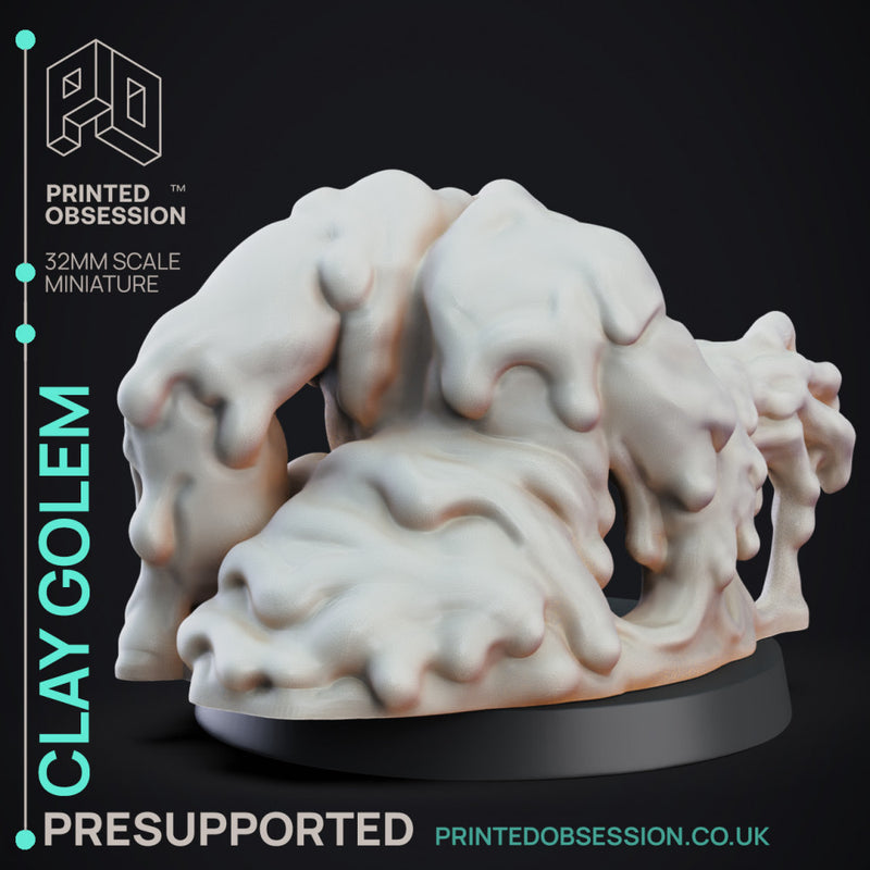 Clay Golem - Construct - PRESUPPORTED - 32mm D&D - Only-Games
