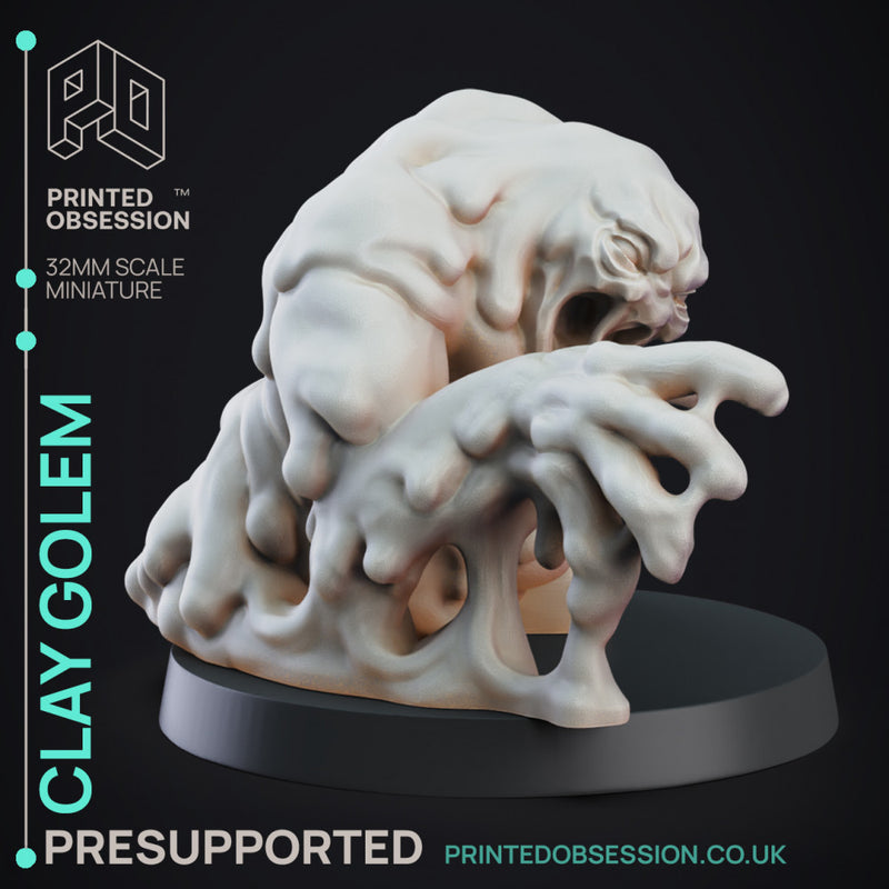 Clay Golem - Construct - PRESUPPORTED - 32mm D&D - Only-Games