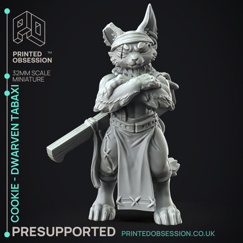 Cookie - Cat chef - Monster Hunting party -  PRESUPPORTED - Illustrated and Stats - 32mm scale