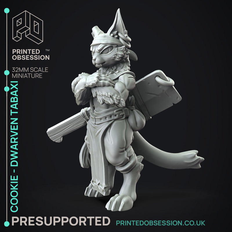 Cookie - Cat chef - Monster Hunting party -  PRESUPPORTED - Illustrated and Stats - 32mm scale