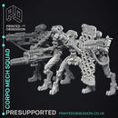 Corprate Mech Squad - 4 Cyberpunk Models - PRESUPPORTED - 32mm scale