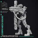Corprate Mech Squad - 4 Cyberpunk Models - PRESUPPORTED - 32mm scale