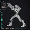 Corprate Mech Squad - 4 Cyberpunk Models - PRESUPPORTED - 32mm scale