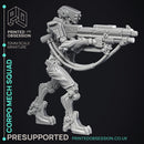 Corprate Mech Squad - 4 Cyberpunk Models - PRESUPPORTED - 32mm scale