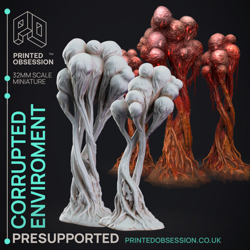 Corrupted Trees & Eggs - 5 Horror Environment Models - The Mists of Change - PRESUPPORTED - 32mm scale - Only-Games