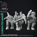 Corrupted Dwarven Miners - Flesh of Gold -  PRESUPPORTED - Illustrated and Stats - 32mm scale