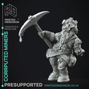 Corrupted Dwarven Miners - Flesh of Gold -  PRESUPPORTED - Illustrated and Stats - 32mm scale