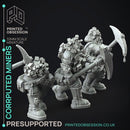 Corrupted Dwarven Miners - Flesh of Gold -  PRESUPPORTED - Illustrated and Stats - 32mm scale