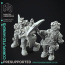 Corrupted Dwarven Miners - Flesh of Gold -  PRESUPPORTED - Illustrated and Stats - 32mm scale