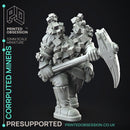 Corrupted Dwarven Miners - Flesh of Gold -  PRESUPPORTED - Illustrated and Stats - 32mm scale