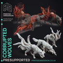 Corrupted Wolves - 3 Horror Models - The Mists of Change - PRESUPPORTED - 32 mm scale