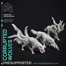 Corrupted Wolves - 3 Horror Models - The Mists of Change - PRESUPPORTED - 32 mm scale