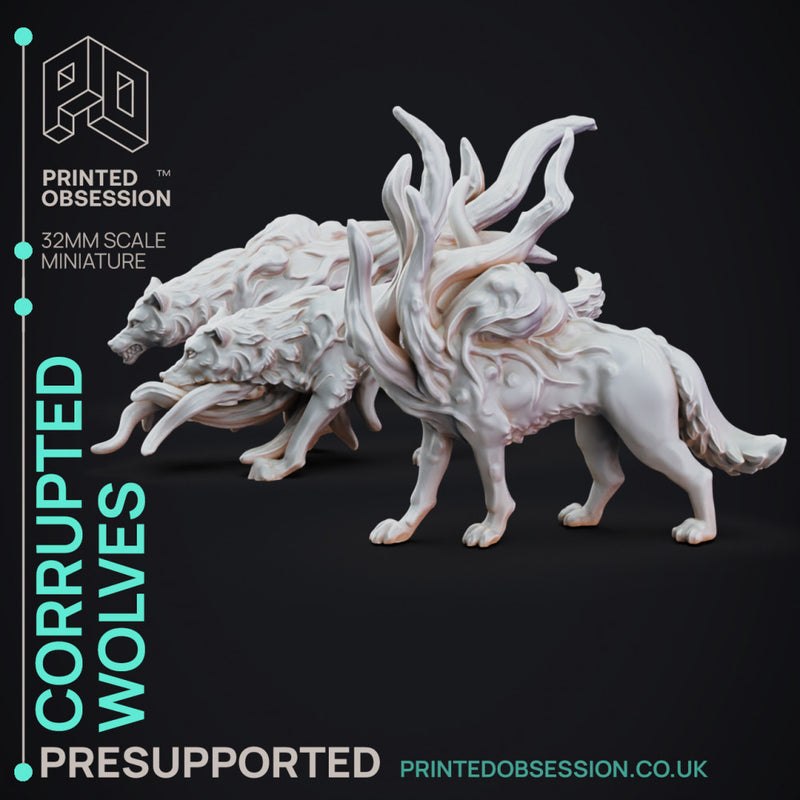 Corrupted Wolves - 3 Horror Models - The Mists of Change - PRESUPPORTED - 32 mm scale - Only-Games