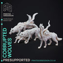 Corrupted Wolves - 3 Horror Models - The Mists of Change - PRESUPPORTED - 32 mm scale