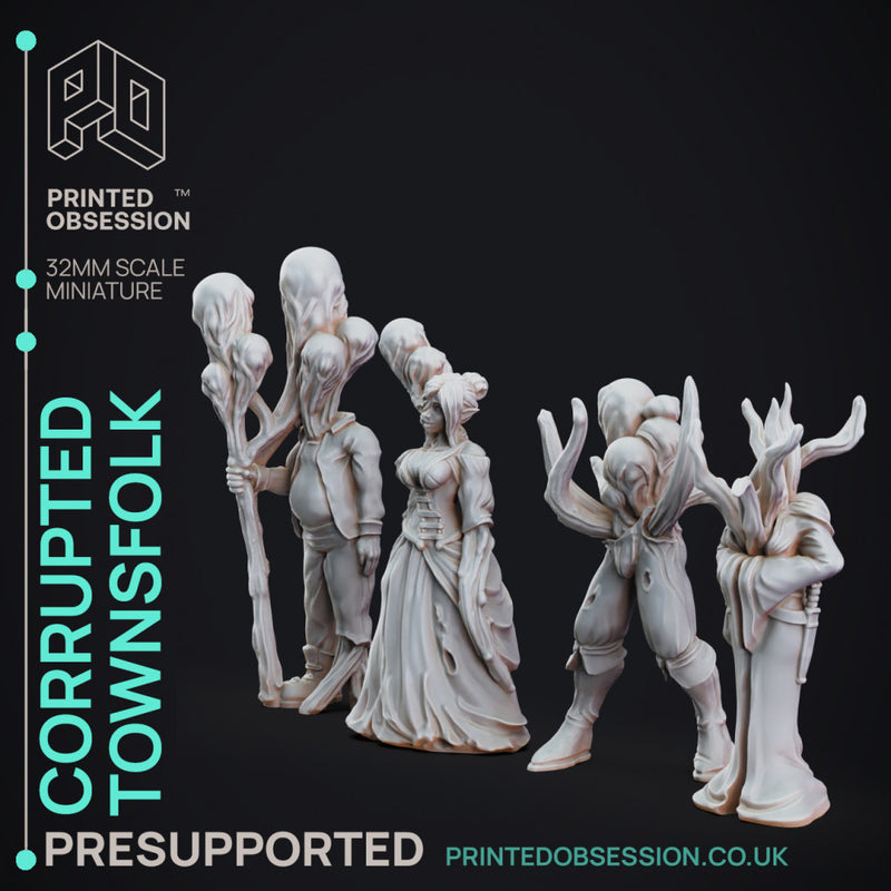 Corrputed Towns Folk - 4 horror models - The Mists of Change - PRESUPPORTED - 32 MM scale