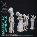 Corrputed Towns Folk - 4 horror models - The Mists of Change - PRESUPPORTED - 32 MM scale