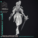Crimson Lilly - Eladrin - Hero Miniature & 8 Extra Wepons - PRESUPPORTED - 32mm scale