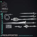Crimson Lilly - Eladrin - Hero Miniature & 8 Extra Wepons - PRESUPPORTED - 32mm scale