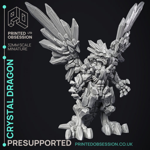 Crystal Dragon - Large Dragon - PRESUPPORTED - Hell Hath No Fury - 32mm Scale - Only-Games