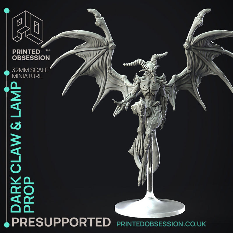Dark Claw Demon & Lamp - Prop & Miniature -  PRESUPPORTED - Illustrated and Stats - 32mm scale - Only-Games