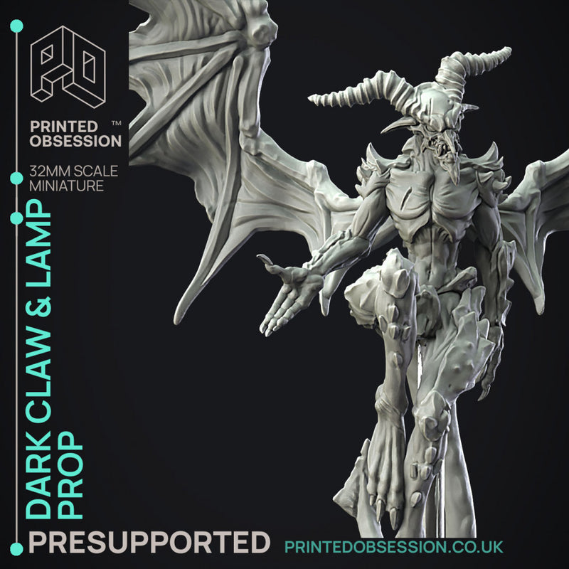 Dark Claw Demon & Lamp - Prop & Miniature -  PRESUPPORTED - Illustrated and Stats - 32mm scale - Only-Games