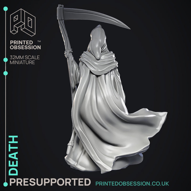 Death - The Grim Reaper -  PRESUPPORTED - Illustrated and Stats - 32mm scale