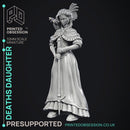 Deaths Daughter - The Keeper -  PRESUPPORTED - Illustrated and Stats - 32mm scale