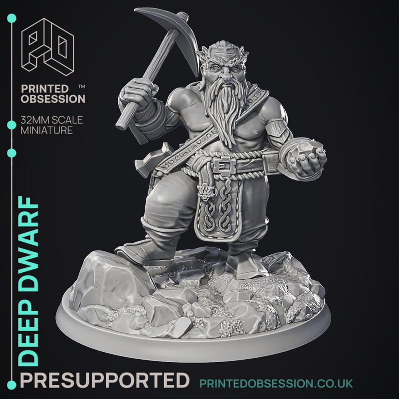 Deep Dwarf & Bulette - 2 Models - Were Folk -  PRESUPPORTED - Illustrated and Stats - 32mm scale