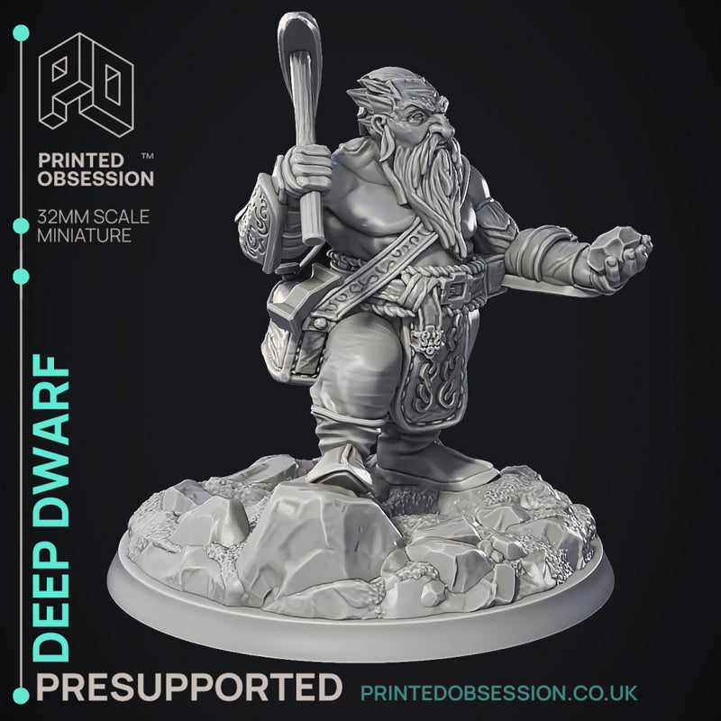 Deep Dwarf & Bulette - 2 Models - Were Folk -  PRESUPPORTED - Illustrated and Stats - 32mm scale
