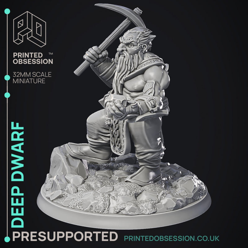Deep Dwarf & Bulette - 2 Models - Were Folk -  PRESUPPORTED - Illustrated and Stats - 32mm scale