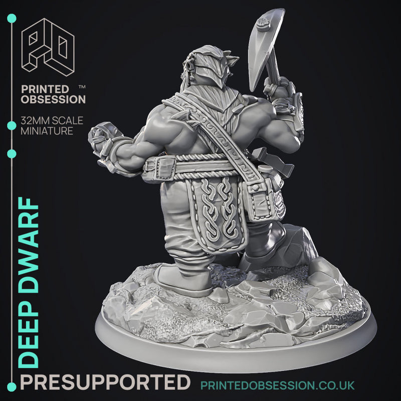 Deep Dwarf & Bulette - 2 Models - Were Folk -  PRESUPPORTED - Illustrated and Stats - 32mm scale
