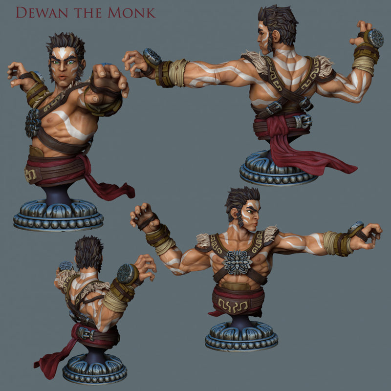 Dewan The Monk - Warrior Bust - STL only - Only-Games