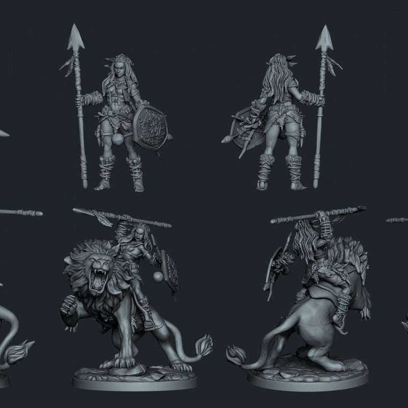 Dhoruba The Barbarian - Idle and Action Pose Lion Rider - STL only - Only-Games