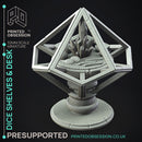Dice Shelves & Desk - 7 Enviromental Model - Side Quest Shop -  PRESUPPORTED - Illustrated and Stats - 32mm scale