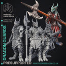 Dragonborn Guards - 3 Models -  PRESUPPORTED - Illustrated and Stats - 32mm scale