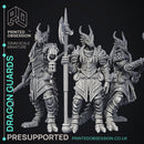 Dragonborn Guards - 3 Models -  PRESUPPORTED - Illustrated and Stats - 32mm scale