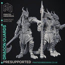 Dragonborn Guards - 3 Models -  PRESUPPORTED - Illustrated and Stats - 32mm scale