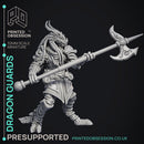 Dragonborn Guards - 3 Models -  PRESUPPORTED - Illustrated and Stats - 32mm scale