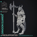 Dragonborn Guards - 3 Models -  PRESUPPORTED - Illustrated and Stats - 32mm scale