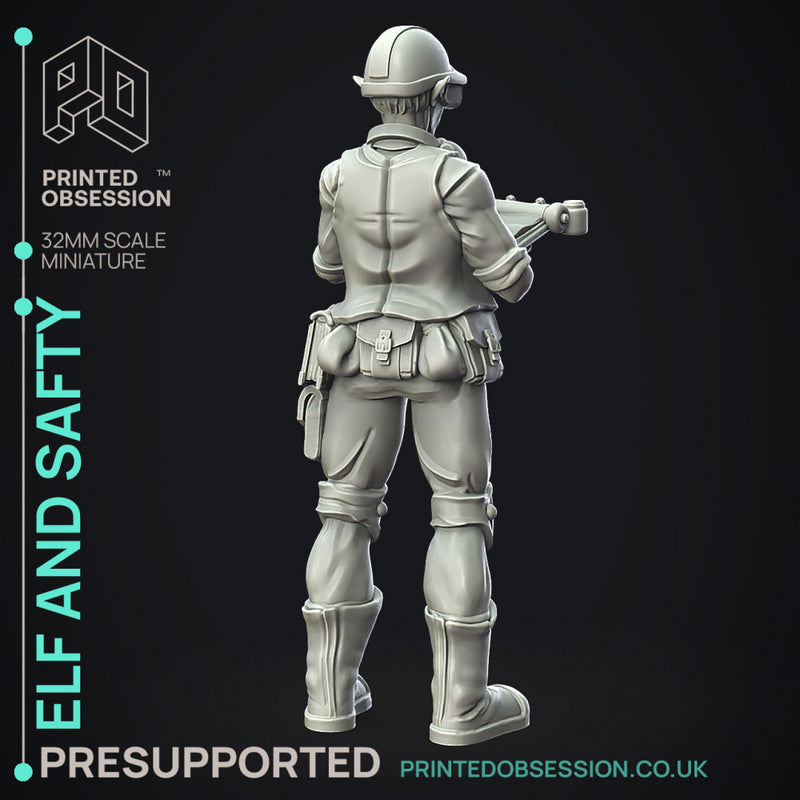 Elf and Safty - Health & Safty Elf -  PRESUPPORTED - Illustrated and Stats - 32mm scale