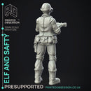 Elf and Safty - Health & Safty Elf -  PRESUPPORTED - Illustrated and Stats - 32mm scale