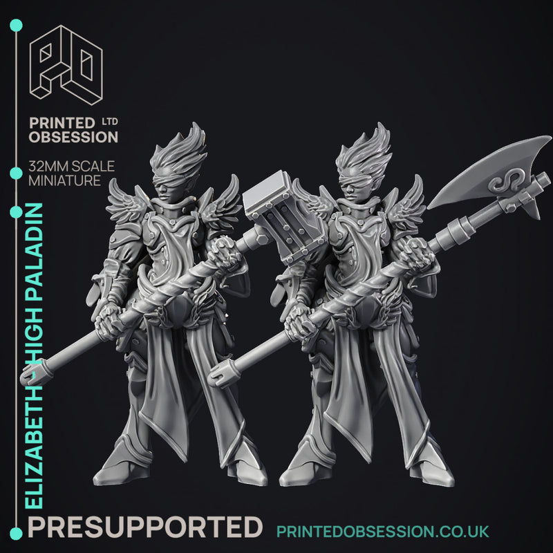 Elizabeth - High Paladin - 2 models - PRESUPPORTED - Heaven Hath No Fury - 32mm Scale
